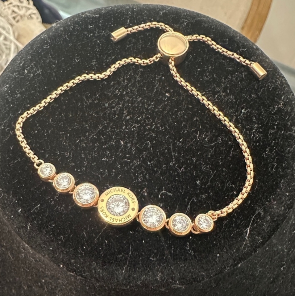 Michael Kors Collection Elegant Gold Slider Bracelet With Crystal Accents